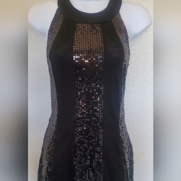 💚5/$25 Wildcat Black Halter Sleeveless Sequin Mini Cicktail Dress Size Small - Picture 3 of 9